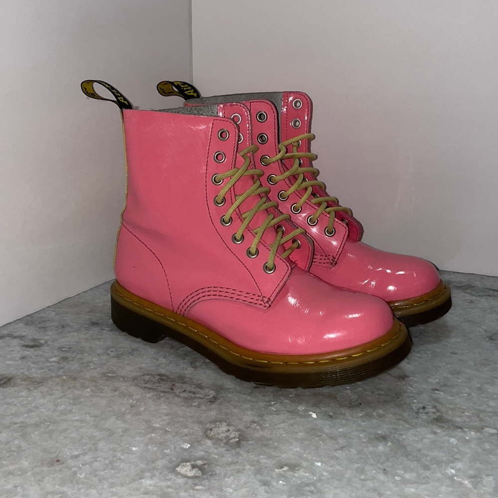 SOLD Dr. Martens Women's Pascal Boot, Acid Pink/ Acid Yellow Patent
